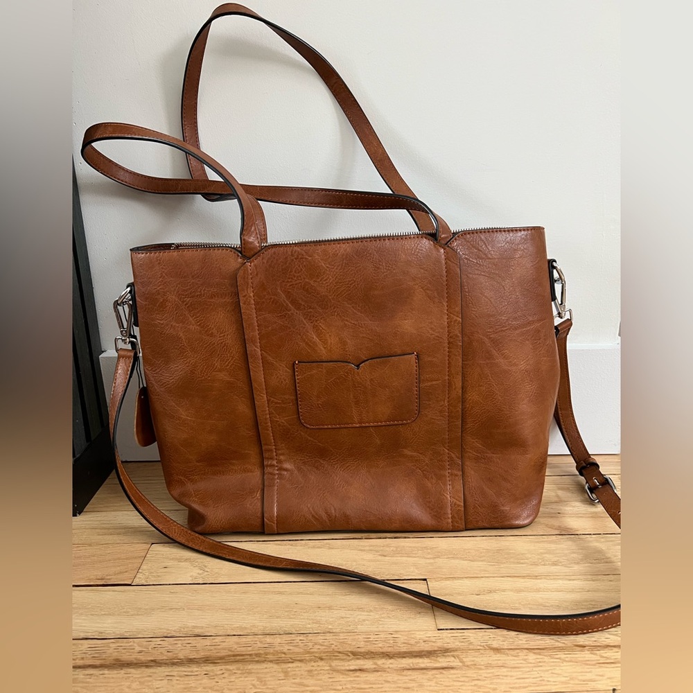 GUC Brown Leather Tote Bag